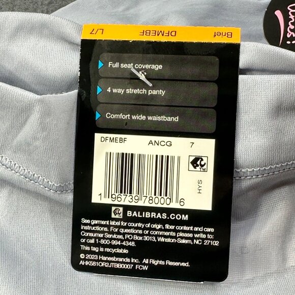Bali Women's Size Large 7 Panty Brief One Smooth U Stretch Gray New With Tags - Picture 4 of 9